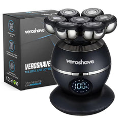 Veroshave 7blade head shaver closeup shows precision blades for a smooth shave.