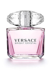 Versace Bright Crystal bottle closeup shows a luminous, fresh floral scent for daily wear