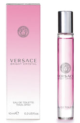 Versace Bright Crystal bottle with pink hue for everyday luxury fragrance.