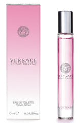 Versace Bright Crystal bottle with pink hue for everyday luxury fragrance.
