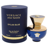 Versace Dylan Blue Pour Femme bottle front view, ideal for day-to-evening wear