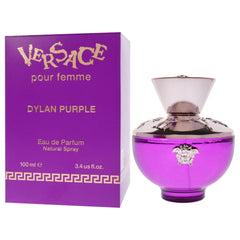 Versace Dylan Purple box display emphasizes gifting potential and seasonal luxury.