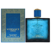 Versace Eros EDP bottle-front view suggesting bold confidence for evening wear.