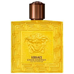 Versace Eros Energy engraved Greca motifs close-up highlighting Mediterranean-inspired luxury for special occasions.