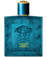 Versace Eros for Men Parfum spray bottle shown, offering a bold, confident scent for everyday wear