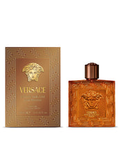 Versace Eros Najim bronze cap detail suggests sturdy design and high-end aesthetics.