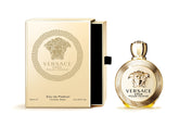 Versace Eros Pour Femme bottle closeup highlighting vibrant citrus-floral allure for daily wear