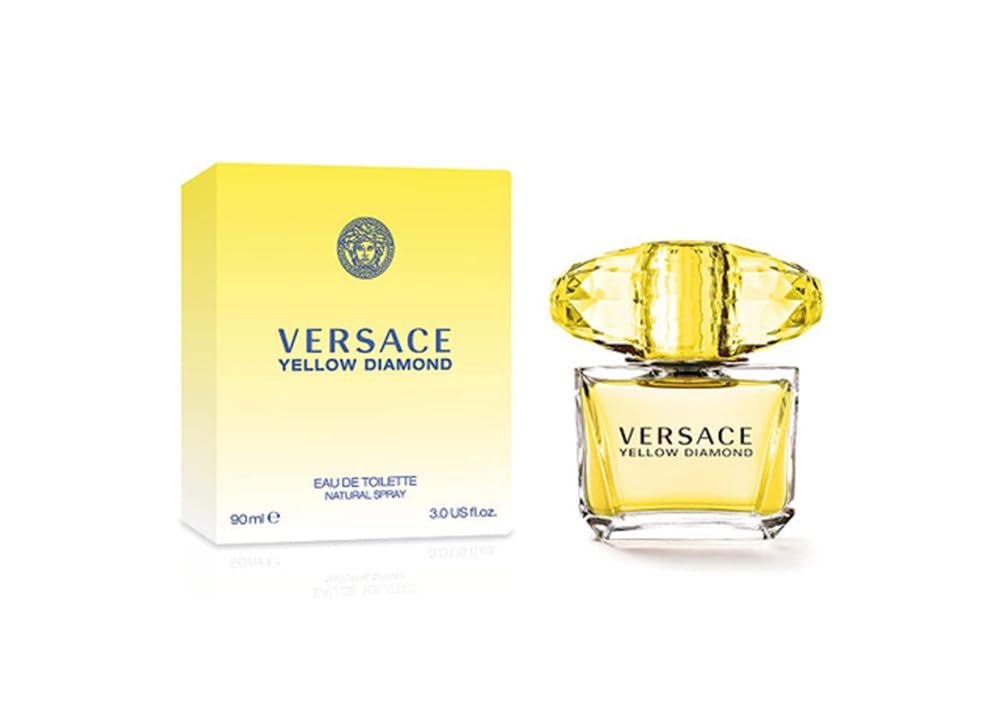 Versace Yellow Diamond bottle closeup highlights radiant packaging for daily glamour