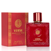 NovoGlow Verse Adonis Red bottle front view, bold masculine fragrance preview.