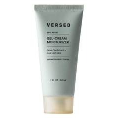 Versed Dew Point packaging highlights vegan, lightweight hydration.