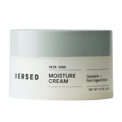 Versed Skin Soak Rich Moisture face cream jar closeup shows hydrating texture for dry skin