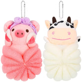 Vesici kids loofah pig-animal style creates soft lather for gentle cleansing