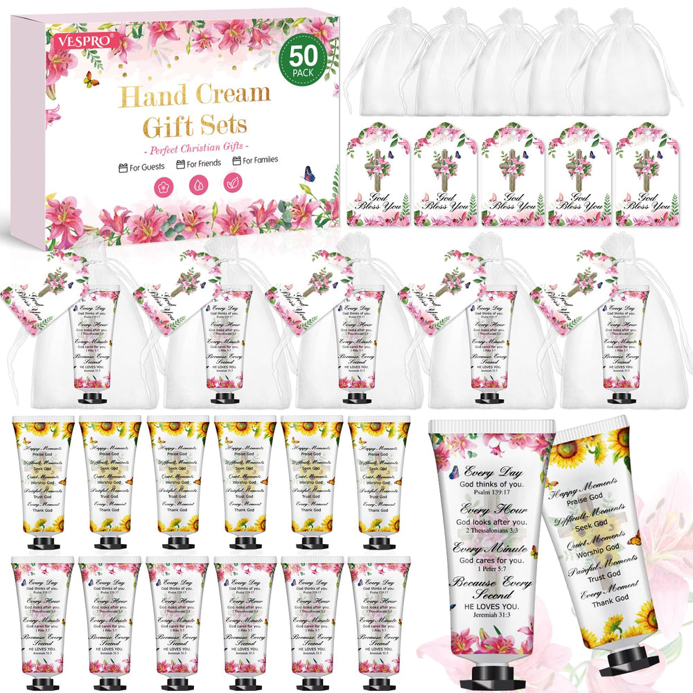 VESPRO 50-pack Christian hand cream gifts packaging ideal bulk gifting option