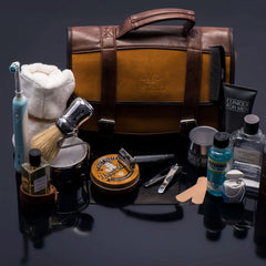 Vetelli Leather Toiletry Bag for Men interior zippered pocket for organization.