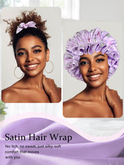 Vettres silk-wrap sixpointtwo-inch-diameter close-up demonstrates secure fit and hair protection.