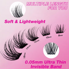 VEYESBEAUTY Invisible band 8-16mm mixed length closeup highlights soft, lightweight comfort