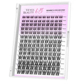 VEYESBEAUTY LuxeBold cluster lashes tray shows varied lengths for customizable volume.