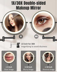 VFD mirror shows 3-color lighting for natural, warm, or white illumination.