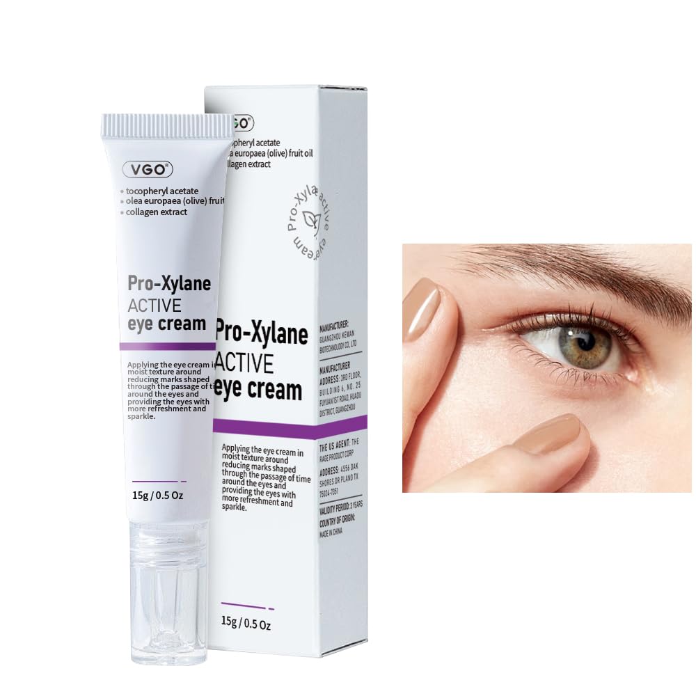 VGO Eye Cream 2% Pro-Xylane tube closeup for under-eye care and firmness.