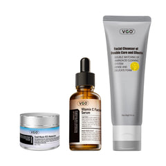 VGO Skin Care Set cleanser bottle close-up, gentle cleansing for sensitive skin