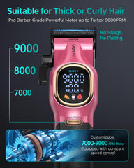 VGRPRO pro hair clippers motor speeds 7000-9000 RPM for thick hair