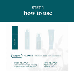 VI DERM Gentle Purifying Cleanser ingredients aloe vera and willow bark, mild exfoliation.