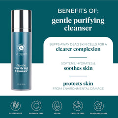 VI DERM Gentle Purifying Cleanser pour into sink, refreshing cleanse for daily use.