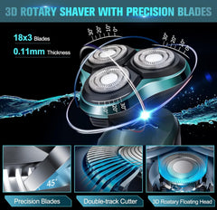 Viatia electric razor IPX7 waterproof design close-up for wet or dry use