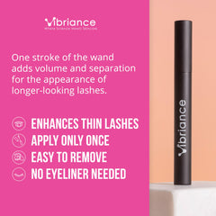 Vibriance Volumizing Tubing Mascara lift-length on lashes shows extended, fluttery look