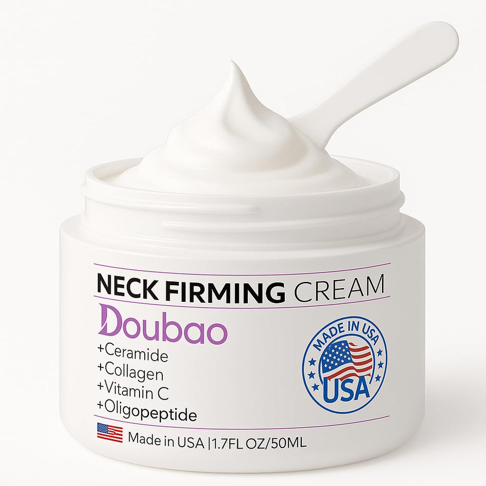 VicGFHS neck firming cream jar closeup for hydration and firming.