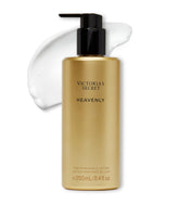 Victoria's Secret Heavenly Fine Fragrance Lotion bottle close-up showing warm musk notes.
