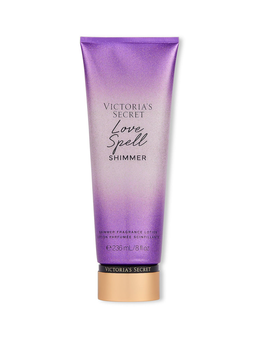 Victoria's Secret Love Spell lotion bottle glows with shimmer for radiant skin