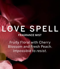 Victoria's Secret Love Spell Lotion bottle highlights nourishing texture for smooth, hydrated skin.