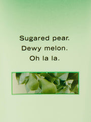 Victoria's Secret Pear Glacé lotion swatch highlights fruity notes and gentle scent diffusion.