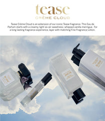 Victoria's Secret Tease Crème Cloud bottle-closeup highlights vanilla meringue warmth for romantic nights.