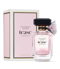 Victoria's Secret Tease eau de parfum bottle in soft lighting, ideal for evening wear
