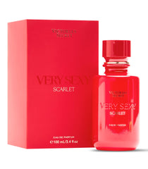 Victoria's Secret Very Sexy Scarlet bottle close-up highlighting floral musk allure for dating-night confidence.