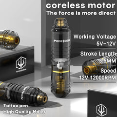 Vidattx Poseidon tattoo pen kit close look at ergonomic handle and sleek aluminum body