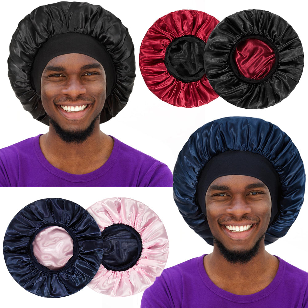 VidSel bonnet with reversible-wide-band keeps hair secure overnight