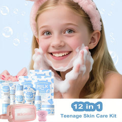 Vienflona Milk Skincare Set in a compact travel bag for on-the-go routines
