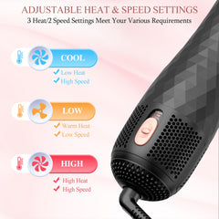 VIGNONY 3-in-1 showing adjustable heat settings for all hair types