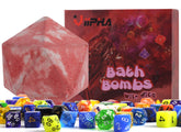 VIIPHA huge D20 bath bomb reveals inside dice for playful self-care after gaming.