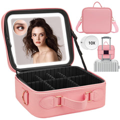 ViKert travel makeup bag front view demonstrates spacious layout for easy travel organization.