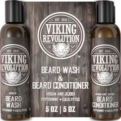 Viking Revolution beard care set packaging highlights premium oils for nourishment