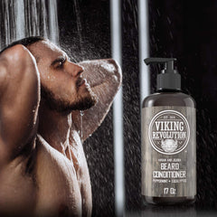 Viking Revolution conditioner in hand demonstrates creamy texture for easy distribution
