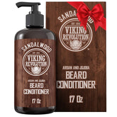 Viking Revolution Beard Conditioner bottle showcases sandalwood scent and nourishing oils.