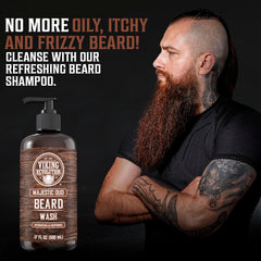 Viking Revolution beard conditioner bottle softens and detangles for smoother beards.