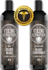 Viking Revolution beard kit packaging featuring premium grooming essentials