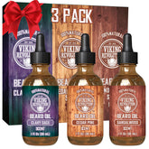 Viking Revolution 3-pack beard oil box—gift-ready premium packaging.