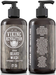Viking Revolution Beard Wash lather demonstrates rich foam for deep cleansing.
